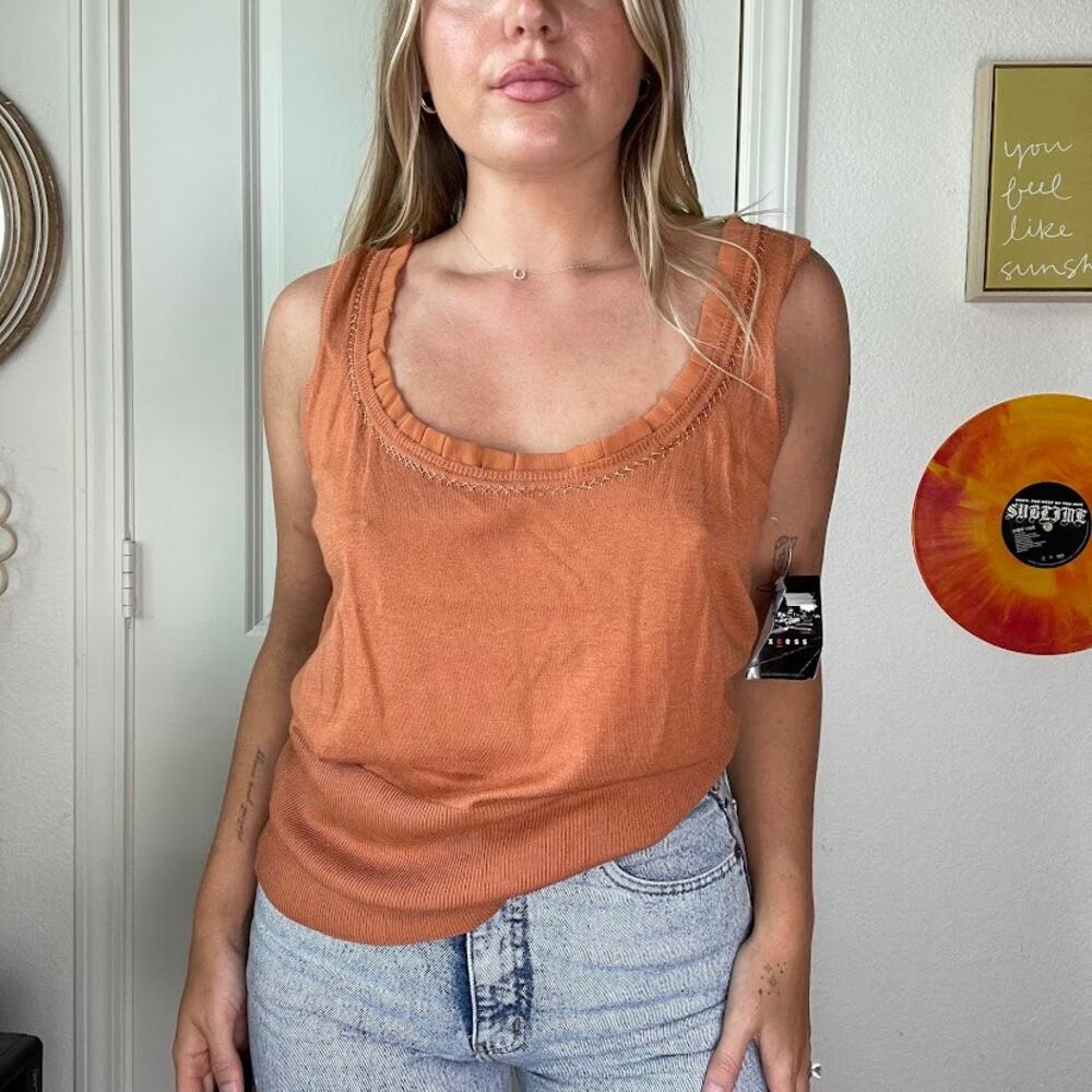 Vintage Y2K 2000s NWT Axcess Burnt Orange Knit Tank Top Sz XL